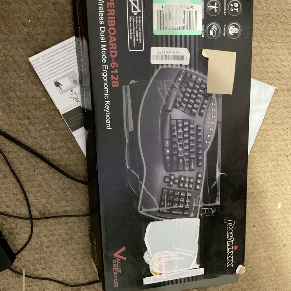 PERIBOARD-612B Wireless Ergonomic Keyboard - Black